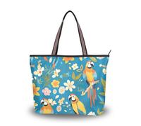 SyXIOP Tropical Summer Ara Uccello tessuto di seta borse con cerniera per le donne comode borse tote per le donne Prom Fidanzamento Cocktail Party Matrimonio, Uccello Ara Estate Tropic, Large