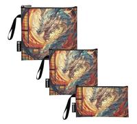 SyXIOP Un fantastico drago anime giapponese 3 pezzi riutilizzabile panino snack borsa portatile sicuro per alimenti borse pranzo per lavoro picnic o viaggi