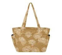SyXIOP Utility Tote Bag Gym Bag Magnolia Calendula Marrone Caffè