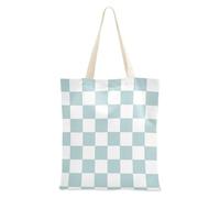 SyXIOP Verde e Bianco Americano Plaid Media Tela Tote con manici Donne Tote Bag Canvas Shopping Bags per Lavoro Bolsa de lona