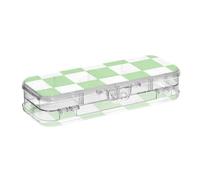 SyXIOP Verde e Bianco Americano Plaid Progettato Scatola di Plastica Per Matite Doppio Deck Penne Caso Duro Per Forniture Di Cancelleria Con Snap E Coperchio
