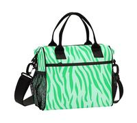 SyXIOP Verde menta Tigri Texture Pelliccia Portatile Lunch Tote Borse con Tracolla Borsa Pranzo per Ragazze Teen per Picnic bolsos para llevar el almuerzo