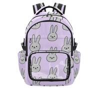 SyXIOP Viola Cartoon Rabbit Clear Bookbag Zaino PVC Trasparente Viaggio Zaino da Viaggio per Scuola Lavoro Viaggio, Età 7-18 Nina de 10 anni