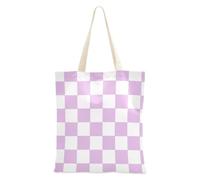 SyXIOP Viola e Bianco Americano Plaid Borsa di Tela Tote con manici Iniziale Tote Borse Per Le Donne Sacchetto di Panno per Amico Bolsa de lona