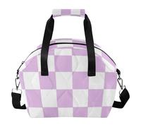 SyXIOP Viola e Bianco Americano Plaid Impermeabile Termico Lunch Cooler Bag Regali per le Donne Adulti A tenuta stagna Termico Lunch Organizer con Tracolla Rimovibile per Campeggio lonchera con Correa