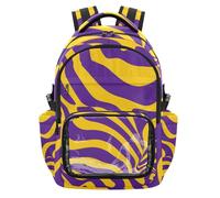 SyXIOP Viola e Giallo Onda Lines Trasparente Bookbag Zaino PVC Trasparente Bookbag con Cinghie Imbottite per Scuola Viaggi Allenamento, Età 7-18 mochila de viaje para nina