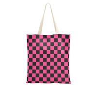 SyXIOP Viola e Nero Americano Plaid Piccola tela tote bag per le donne con manici Riutilizzabili Tote Bags Panno Borse della spesa Con Manici per Amico Bolsa de lona