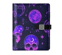 SyXIOP Viola Magic Skull cuoio foderato notebook diario portatile college a righe notebook per viaggiare 6.7x9.2