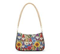 SyXIOP Whimsical Garden Gnome Floreale borsa a tracolla alla moda per le donne con multi tasche borse per viaggiare
