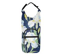 SyXIOP William Morris, borsa a tracolla per bottiglia d'acqua con fiori di iris bianchi, multi dimensione, per ciclismo, 60/61/91/1134 ml, per adulti e bambini, per passeggiate, escursioni, campeggio