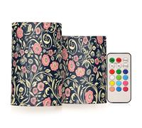 SyXIOP William Morris - Candele votive decorative in stile floreale blu scuro pesca con timer, luci elettroniche, senza fuoco, con timer, per San Valentino, San Valentino, alimentazione a batteria