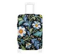 SyXIOP William Morris - Copertura elastica per bagagli da viaggio, lavabile, con fiori blu, adatta per bagagli da 45,7 a 81,7 cm, William Morris Fiori Blu, L 26-28 in, Classico