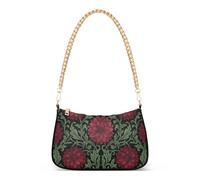 SyXIOP William Morris Red Dahlias Black Background trendy borsa a tracolla da viaggio con multi tasche borsa a mano per le donne per la corsa