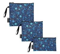 SyXIOP William Morris Style Blue Floral Pattern 3 pz riutilizzabile viaggio snack borse multiuso ragazze pranzo borse per il lavoro picnic o viaggi