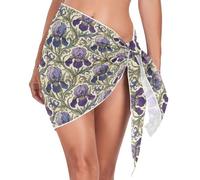 SyXIOP William Morris Style Iris Flowers Pattern Paredos De Playa para Mujer Costume da bagno per le donne Carino Costume da bagno Vestito per Nuotare Bikini Bottom Piccolo Vestido De Playa para