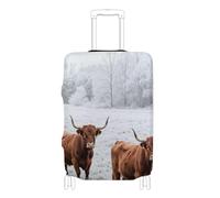 SyXIOP Winter Highland Cow, copertura elastica per bagagli, grande, resistente ai graffi, adatta per bagagli da 45 a 81 cm, Mucca invernale delle Highland, S 18-20 in, Classico