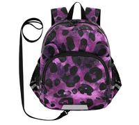 SyXIOP Zaini con orecchie carine per guinzaglio scolastico ragazzo/ragazza borsa per pannolini asilo nido anti-smarrimento con striscia riflettente nero viola leopardo, Leopardo Nero Viola, S, Casual