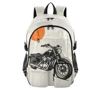 SyXIOP Zaini da viaggio illustrati in bianco e nero con motocicletta borsa per libri per ragazzi adolescenti