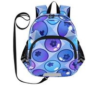SyXIOP Zaini per bambini con orecchie carine e guinzaglio per ragazze alla moda anti-smarrimento, semplice e moderno, con striscia riflettente, cartoni animati a quadri di mirtillo, Cartone animato