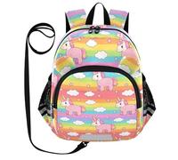 SyXIOP Zaini per bambini con orecchie carine, guinzaglio per ragazzo, ragazza, anti-smarrimento, semplice, moderno, con striscia riflettente, cartone animato, unicorni, arcobaleno, Cartoon Cute