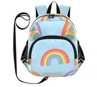 SyXIOP Zaini per bambini con orecchie carine, per bambini, anti-smarrimento, per la scuola, con striscia riflettente, blu arcobaleno, Blu Arcobaleno Cartoon, M, Casual