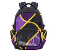 SyXIOP Zaini trasparenti per bambini con linee astratte nere e viola carino zaino robusto con cuciture rinforzate per adolescenti ragazzi ragazze, età 7-18 mochila personalizzada para nina