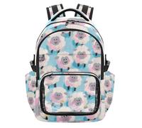 SyXIOP Zaini trasparenti per bambini con pecore bianche e carine, zaino leggero e casual, con scomparto per computer portatile, per scuola, università, viaggi, età 7-18 anni