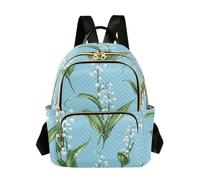SyXIOP Zaino alla moda per donne, ragazze e adolescenti, 31,8 cm, con campanelli a vento, colore bianco, Fiori bianchi a vento, S, Casual