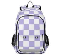 SyXIOP zaino bambino 8-12: bookbag leggero per elementare in colori assortiti - Plaid americano viola e bianco