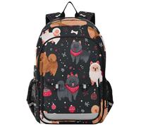 SyXIOP zaino borsa bambino 8-12: bookbag regolabile per adolescenti in colori assortiti - Cute Cartoon Dogs Black Christmas