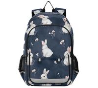 SyXIOP zaino borsa bambino 8-12: borsa libri leggera per ragazzi in colori assortiti - Cartoon Funny Bunny Navy Blue