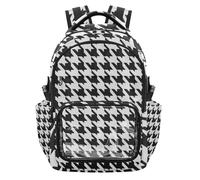 SyXIOP Zaino classico nero bianco pied de poule trasparente per bambini per la scuola zaino resistente per scuola università viaggi, età 7-18 mochilas de ninas para escuela