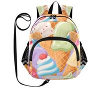 SyXIOP Zaino con orecchie carine per il guinzaglio della scuola elementare ragazzo/ragazza anti-perso borsa libro del bambino con striscia riflettente carino gelato colorato, Simpatico gelato colorato