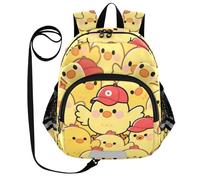 SyXIOP Zaino con orecchie carine per scuola elementare guinzaglio per bambine borsa da scuola anti-smarrimento per bambini con striscia riflettente cartone animato carino pollo giallo, Cartone animato