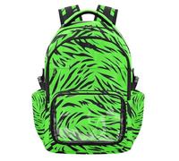 SyXIOP Zaino da scuola trasparente con texture di tigri verdi fluorescenti, impermeabile, con scomparto per computer portatile, per scuola e viaggi, età 7-18 anni