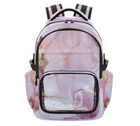 SyXIOP Zaino da scuola trasparente in marmo oro rosa resistente all'acqua borsa da viaggio per ragazzi ragazze bambini, età 7-18 escolares para nino de