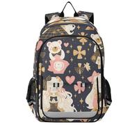 SyXIOP Zaino da tennis per bambini 8-12: borse per libri di grande capacità per college in colori assortiti - Mr &mrs Animal Bear Peach Gold