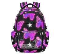 SyXIOP Zaino da viaggio per bambini trasparente con farfalla viola fluorescente zaino da viaggio di grande capacità per la scuola e i viaggi all'aperto, età 7-18 mochila de viaje para nina