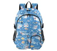 SyXIOP Zaino da viaggio per computer portatile Angry Great White Shark Sky Blue School College Bookbag