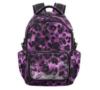 SyXIOP Zaino nero viola leopardato trasparente per la scuola borsa per libri resistente con cinghie imbottite per scuola università viaggi, età 7-18 mochilas escolares negras