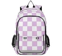 SyXIOP Zaino per bambine 8-12: libreria grande capacità per bambini in colori assortiti - Plaid americano viola e bianco