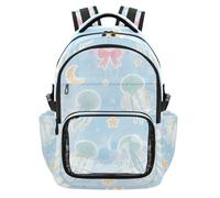 SyXIOP Zaino per bambini con meduse blu e trasparenti, per la scuola, resistente, con cinghie imbottite, per sport, scuola all'aperto, età 7-18 anni mochilas de ninas para escuela