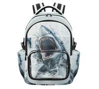 SyXIOP Zaino per bambini trasparente con foro 3D con squalo da parete bianca per la scuola in PVC trasparente zaino da viaggio per allenamento scolastico, età 7-18 anni mochilas de ninas para escuela