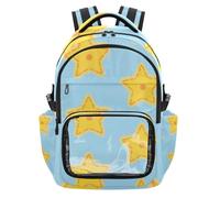 SyXIOP Zaino per bambini trasparente con stelle di Natale gialle per la scuola in PVC trasparente zaino casual con scomparto per laptop per scuola lavoro viaggi, età 7-18 regalo para nina de