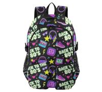 SyXIOP Zaino per computer portatile Back to the 80's Neon Retro Seamless Pattern Bookbag per ragazze adolescenti