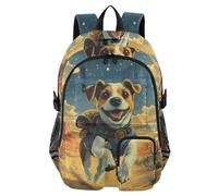 SyXIOP Zaino per computer portatile, motivo: cani carini e alieni con stampa di navi e libri scolastici