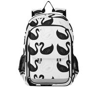SyXIOP Zaino piccolo per bambini 8-12: libreria grande capacità per bambino in colori assortiti - Cartoon Black and White Swan Pattern