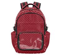 SyXIOP Zaino rosso a pois trasparente in PVC trasparente con cinghie imbottite per scuola università lavoro, età 7-18 anni per adolescenti mujer