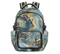 SyXIOP Zaino scolastico trasparente blu e oro marmo impermeabile zaino casual con tracolla regolabile per adolescenti ragazzi ragazze, età 7-18 escolares para nino de