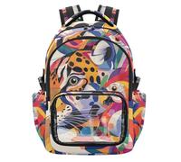 SyXIOP Zaino trasparente con leopardo tropicale colorato pappagallo pop art per la scuola resistente zaino da viaggio per bambini ragazzi ragazze, età 7-18 mochilas de ninas para escuela